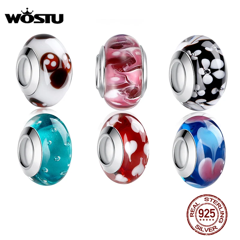 

High Quality Cute Mouse Murano Glass Beads Fit Original Silver color Charm Bracelet Pendant DIY Jewelry Making