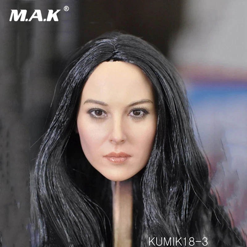 

KUMIK18-31 1/6 Female Head Sculpture Charming Lady With Black Long Hair Doll Accessory For 12inches Model Body Sculpt Collection