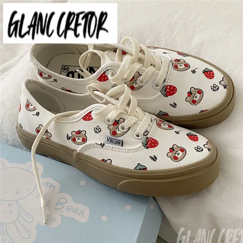 

Женские эспадрильи с принтом медведя, модная женская обувь 2021, женская обувь для лета, Лолита, парусиновые кроссовки в японском стиле
