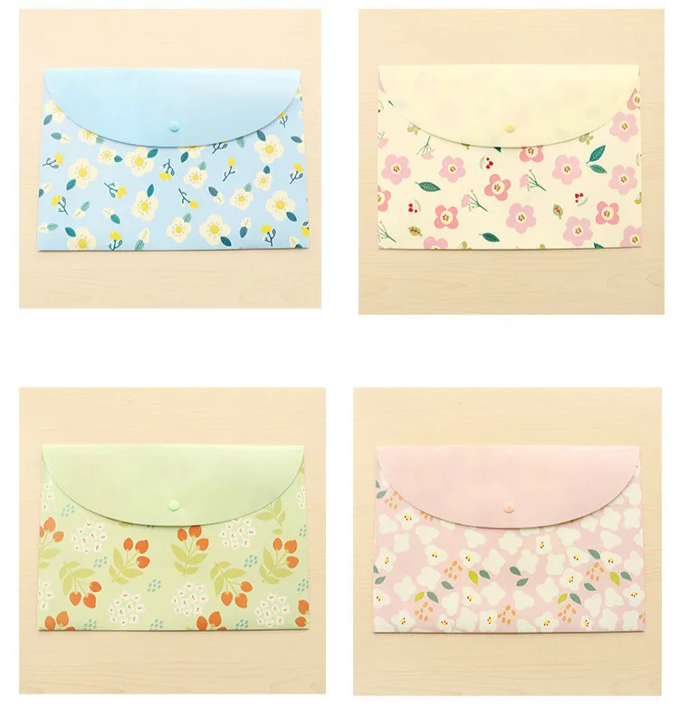 flower random 1PC 1 шт. модная ПВХ А4 Папка для файлов Милая Сумка для документов канцелярская сумка-Органайзер школьные офисные принадлежности для девочек - Цвет: flower random 1PC