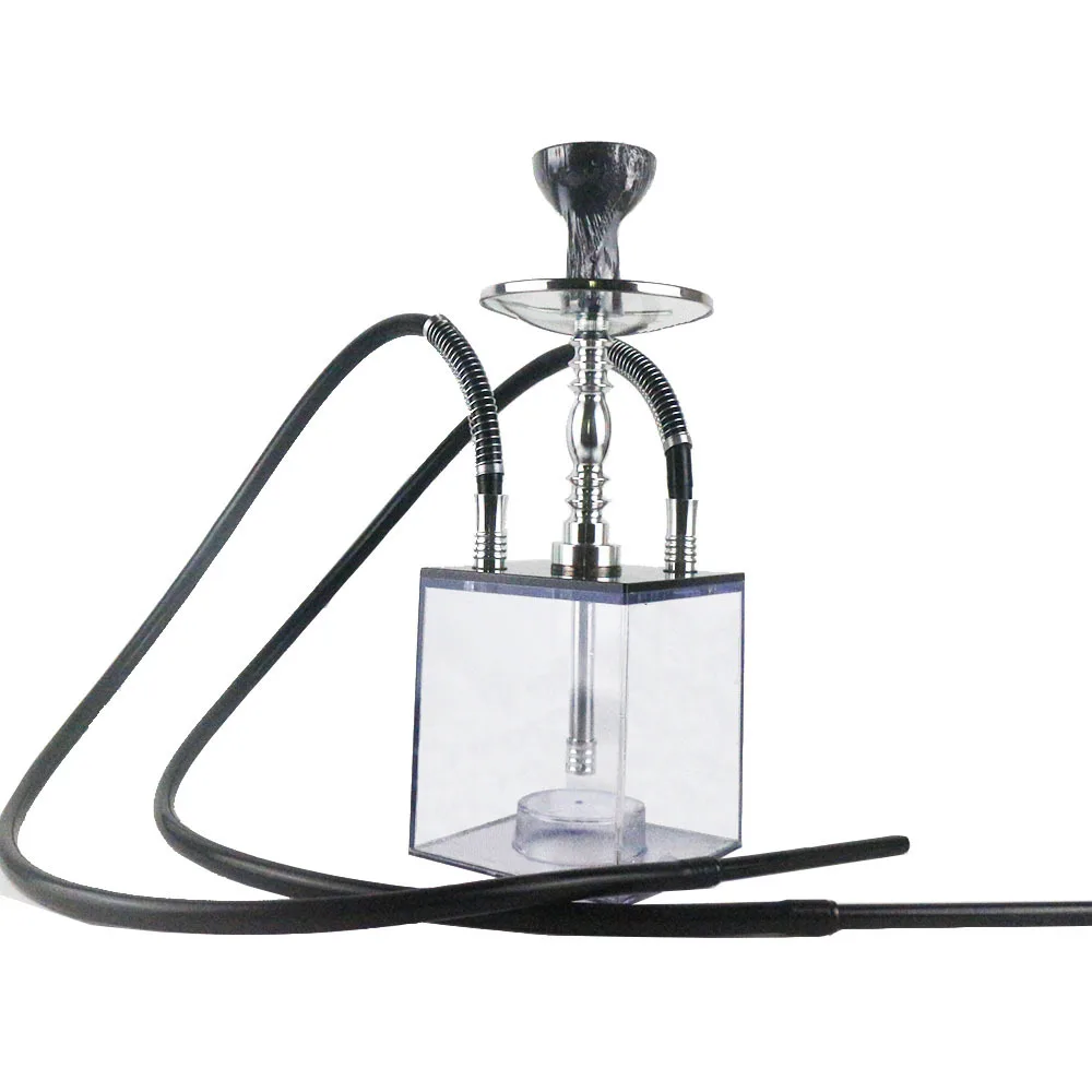 

Arab Acrylic hookah Double Tube Shisha Pipe With LED light Chicha Narghile Silicone Tube Hookah Narguile Accessories