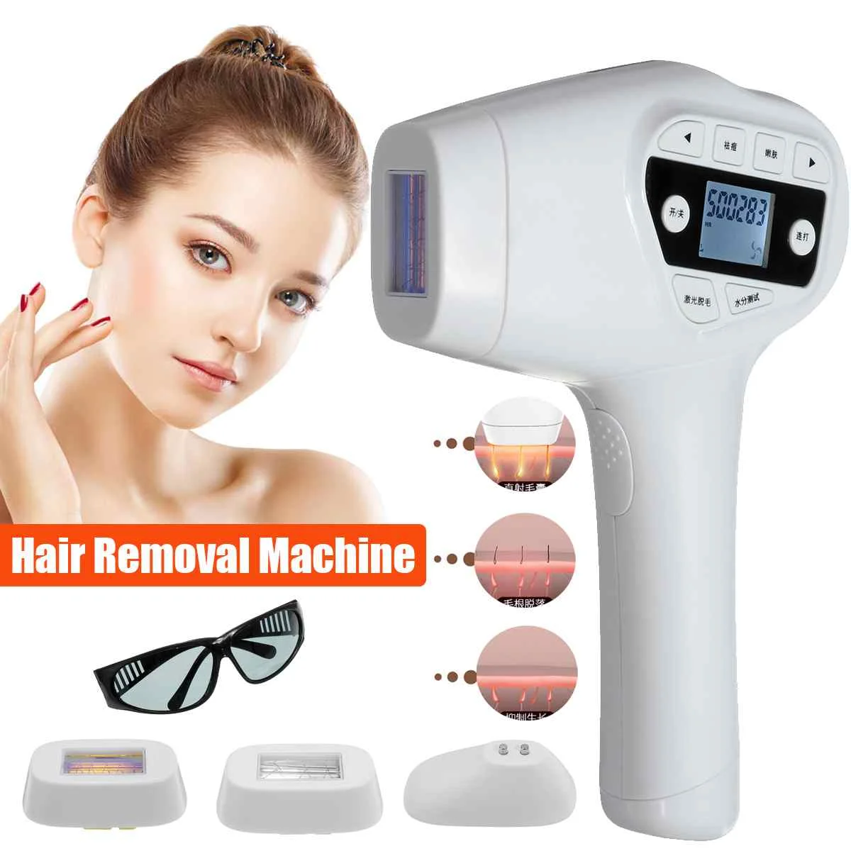 

1.5million Flashes Electric Laser Epilator Permanent IPL Photoepilator Freezing Point Armpit Hair Removal Machine Painless