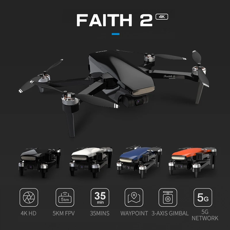 

Mini Drone Faith 2 4K GPS HD 3-Axis Gimbal Camera RC Quadcopter Foldable Aircraft Toys 35min Flight 5KM FPV 5G Helicopter Drones