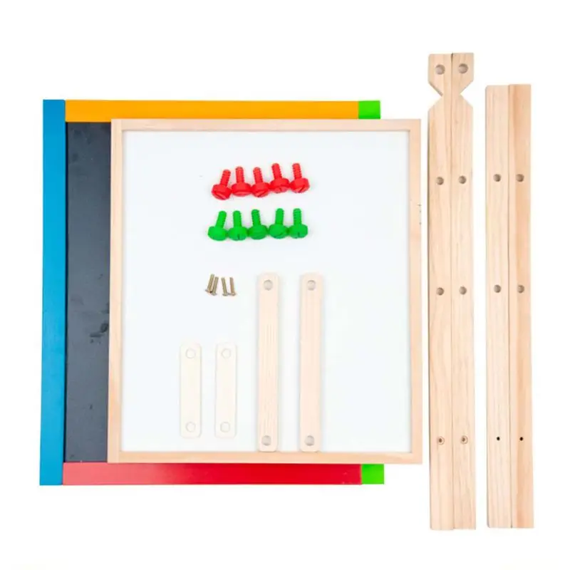 

Kids Educational Wooden Art Easel Dual Sided Height Adjustable Painting Blackboard for Toddlers Early Learning Wholesale