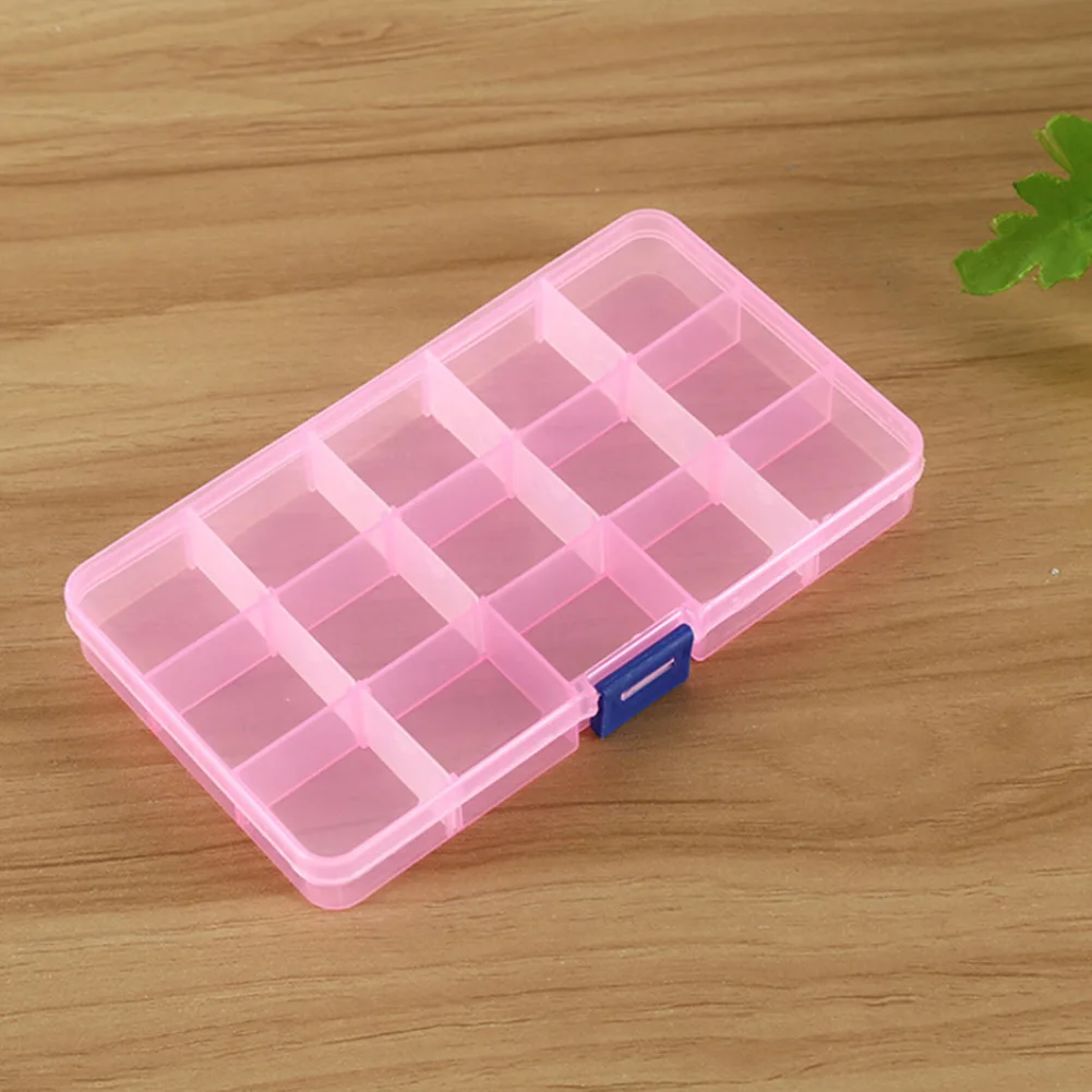 Прозрачная пластиковая шкатулка для ювелирных изделий 5 цветов 15 ячеек | Дом и сад
