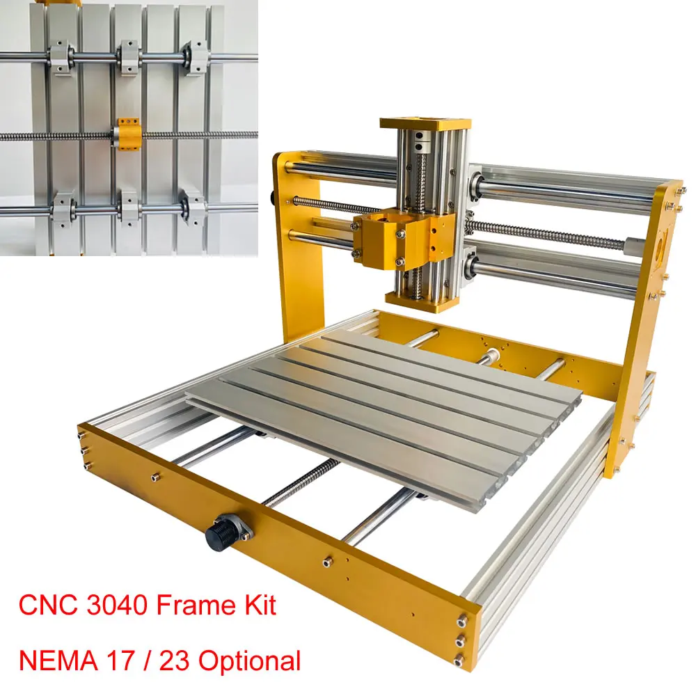 CNC 3040 Aluminum Frame Kit 300*400*120mm Stroke CNC 3018 Plus Nema23 57mm Stepper Motor Spindle Holder Diameter 52mm