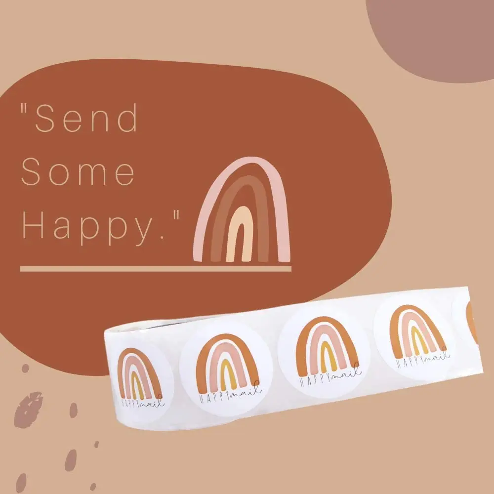 1 5 дюймов Радужная наклейка Happy Mail для коробок почтовых отправлений этикетки