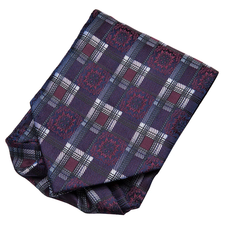 

AS-1008 Purple Blue Plaid Men Vintage Luxury Wedding Formal Cravat Ascot Scrunch Self British style Gentleman Polyester Neck Tie