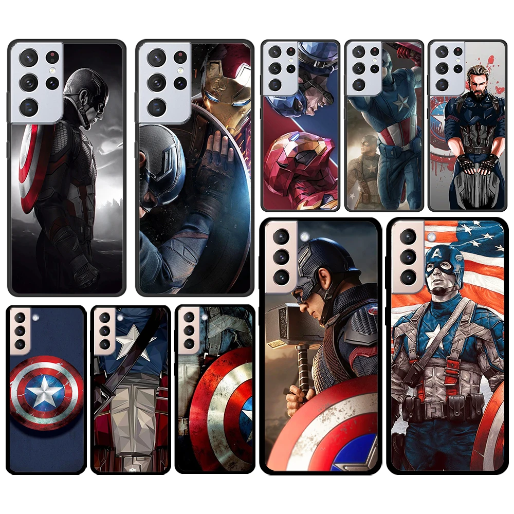 

Marvel Avengers CaptainAmerica for Samsung Galaxy S21 S20 FE Ultra Lite S10 S9 S8 S7 S6 Edge Plus Silicone Soft Black Phone Case