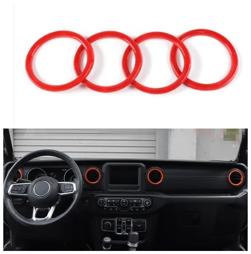 

4Pcs/set Car Dashboard Center Air Outlet Cover Frame Trim Styling Sticker Fit For Jeep Wrangler JL JT 2018-2020