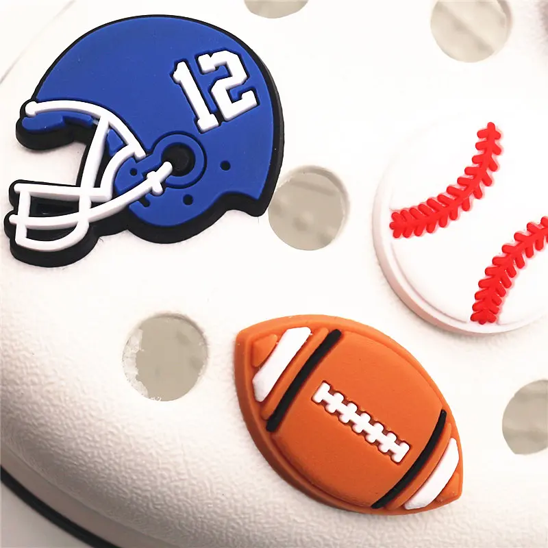 1pc PVC Sports Style Shoe Decoration Basketball/Soccer/Tennis/Baseball/Football Model Shoe Charms Accessories for croc jibz Kids