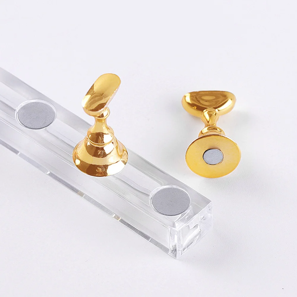 

3 Sets Magnetic False Nail Tips Practice Trainning Display Stand Holder Base Alloy Crystal Nail Art Polish Display Manicure Tool