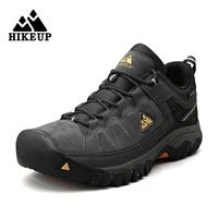 hikeup autumn high quality men hiking shoes leather climbing trekking shoes outdoor walking sneakers mountain jogging sport shoe