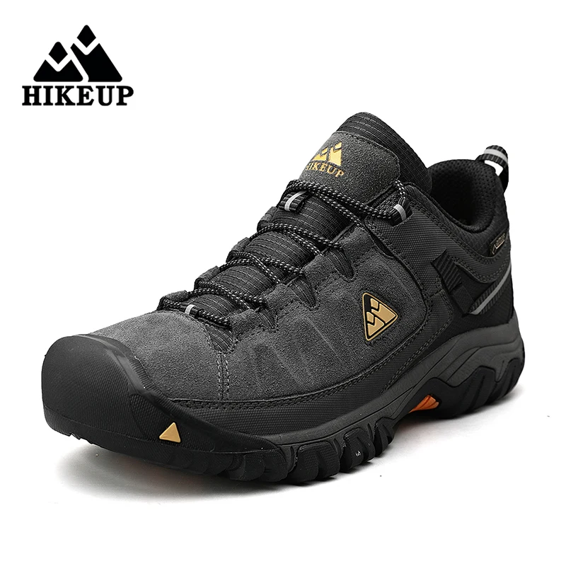 HIKEUP кожаные трекинговые кроссовки обувь мужская, кожаный Спортивная обувь для скалолазания, горного туризма, прогулок на открытом воздухе, бега, Новое поступление 2020 - изображение