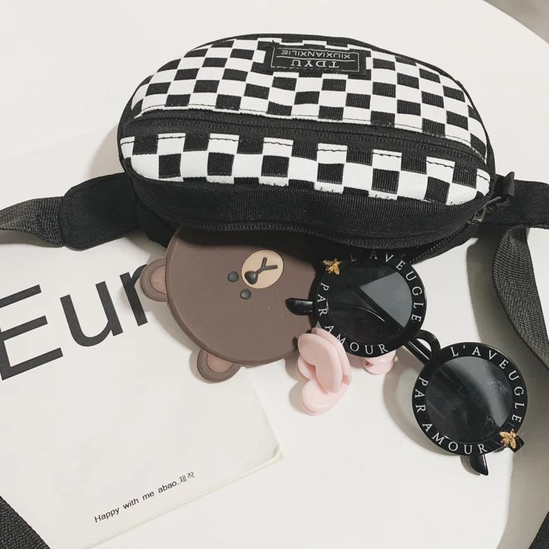 

Maternal Child Waist Bag Plaid Women Fany Pack Kids Shoulder Crossbody Chest Bags Girl Banana Belt Bag Female Pouch Hip Purse