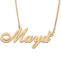 love heart maya name necklace for women stainless steel gold silver nameplate pendant femme mother child girls gift