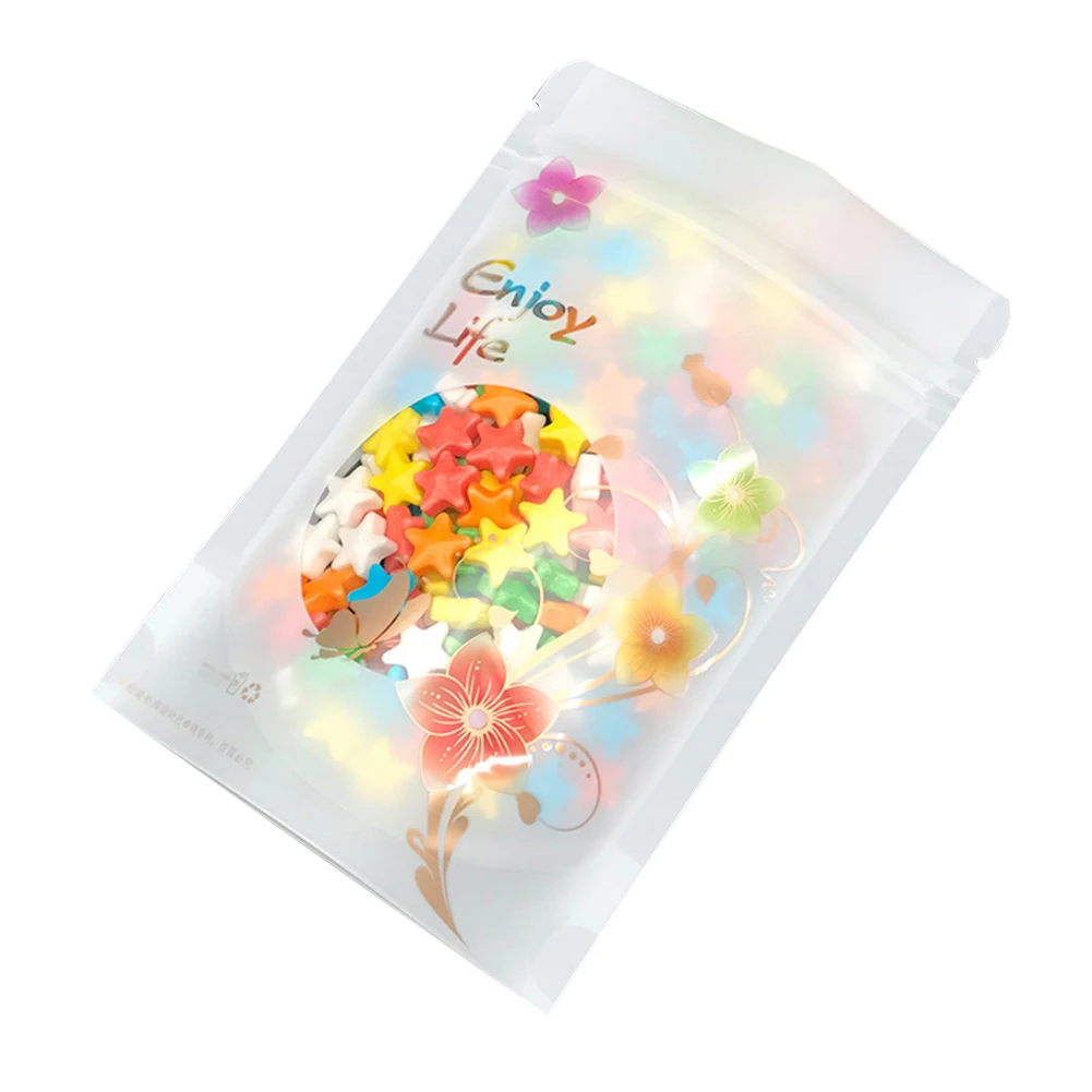 

100Pcs Standing Pouch Tea Storage Packing Snack Cookies Reclosable Self Seal Bag