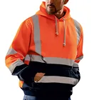 Мужская однотонная Светоотражающая куртка, пуловер высокой видимости для работы на дороге, толстовка с длинным рукавом и капюшоном, топы, блузка для мужчин