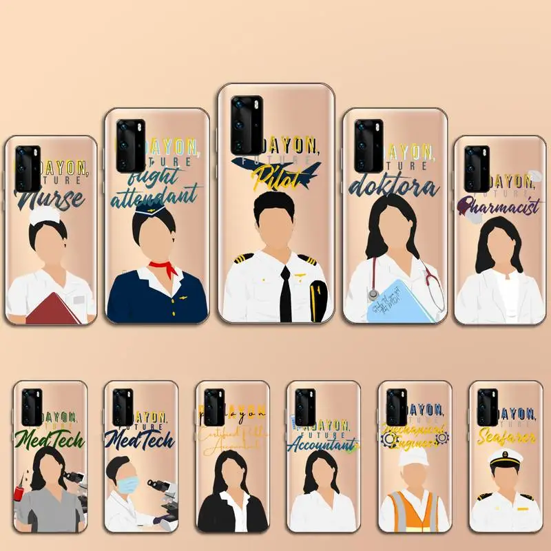 

teacher doctor nurse pattern Phone Case Transparent for Huawei P 40 20 30 10 mate pro lite plus shell cover funda