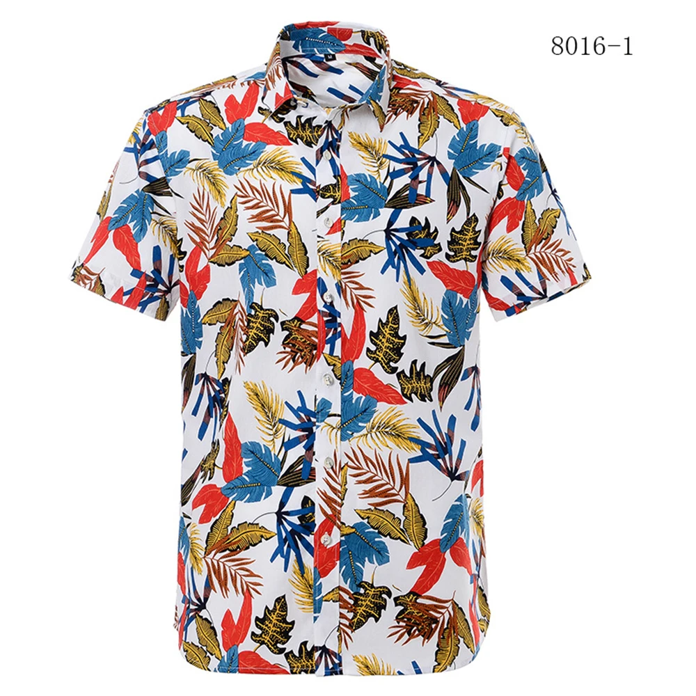 

Plus Size Bohemian Cotton Beach Summer Vintage Shirts Turn Down Collar Men Floral Print Short Sleeve Button Up Hawaii Men Shirts