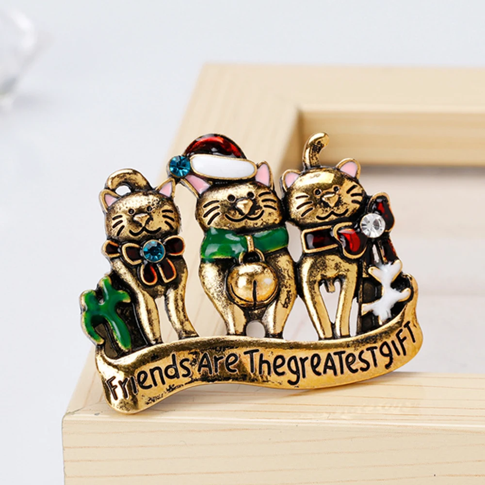 Рождественская брошь с котом милые ювелирные изделия аксессуары для одежды