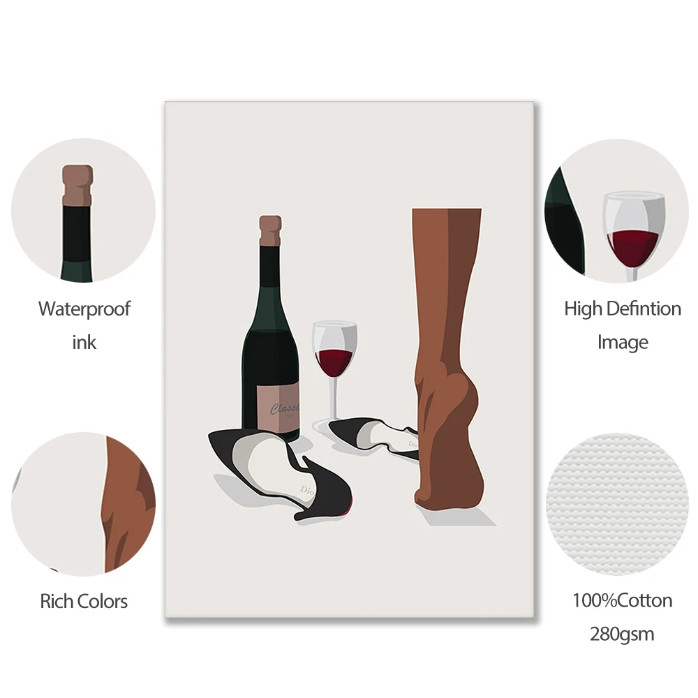 Винтаж абстрактные Плакаты и принты вино дизайнерская обувь в стиле ретро с