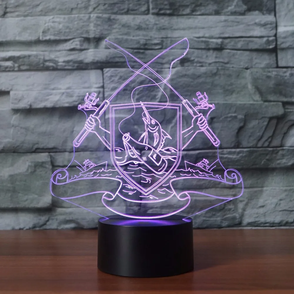 Рыболовная бутылка 3D светодиодный RGB Ночной светильник 7 цветов Настольный
