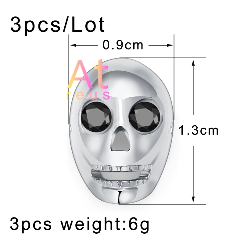 3 шт. гладкие граненые бусины в форме черепа для изготовления украшений своими