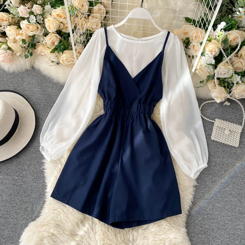 Комплект из двух предметов SINGRAIN Женский простая однотонная блузка с длинным