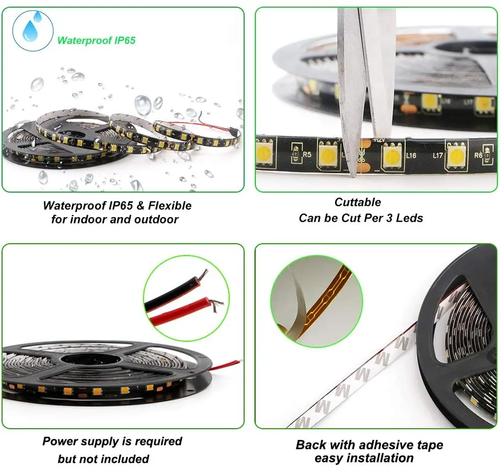 Светодиодная лента SMD5050 RGB черная высокого качества для самостоятельной сборки