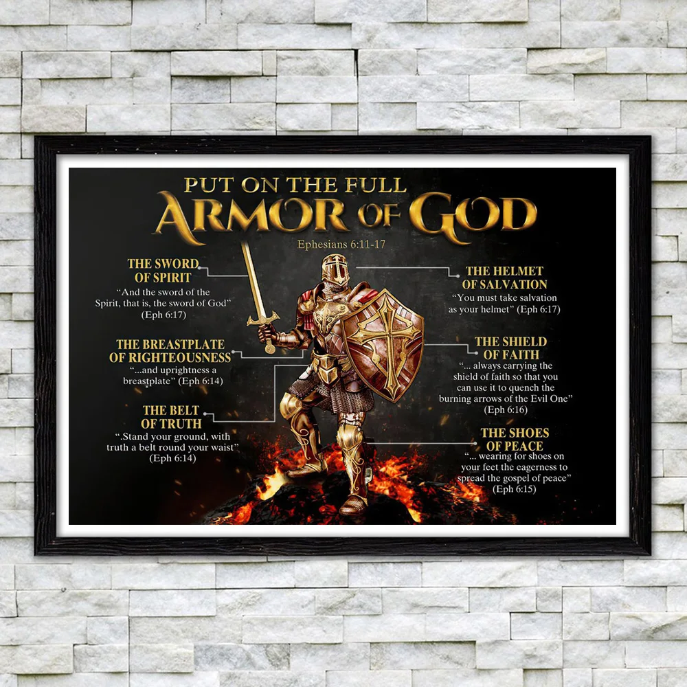 

Golden Weapon And Armor Of God Prints Poster Ephesians Warrior Knight Canvas Wall Art Painting Decor For Living Room Cuadros