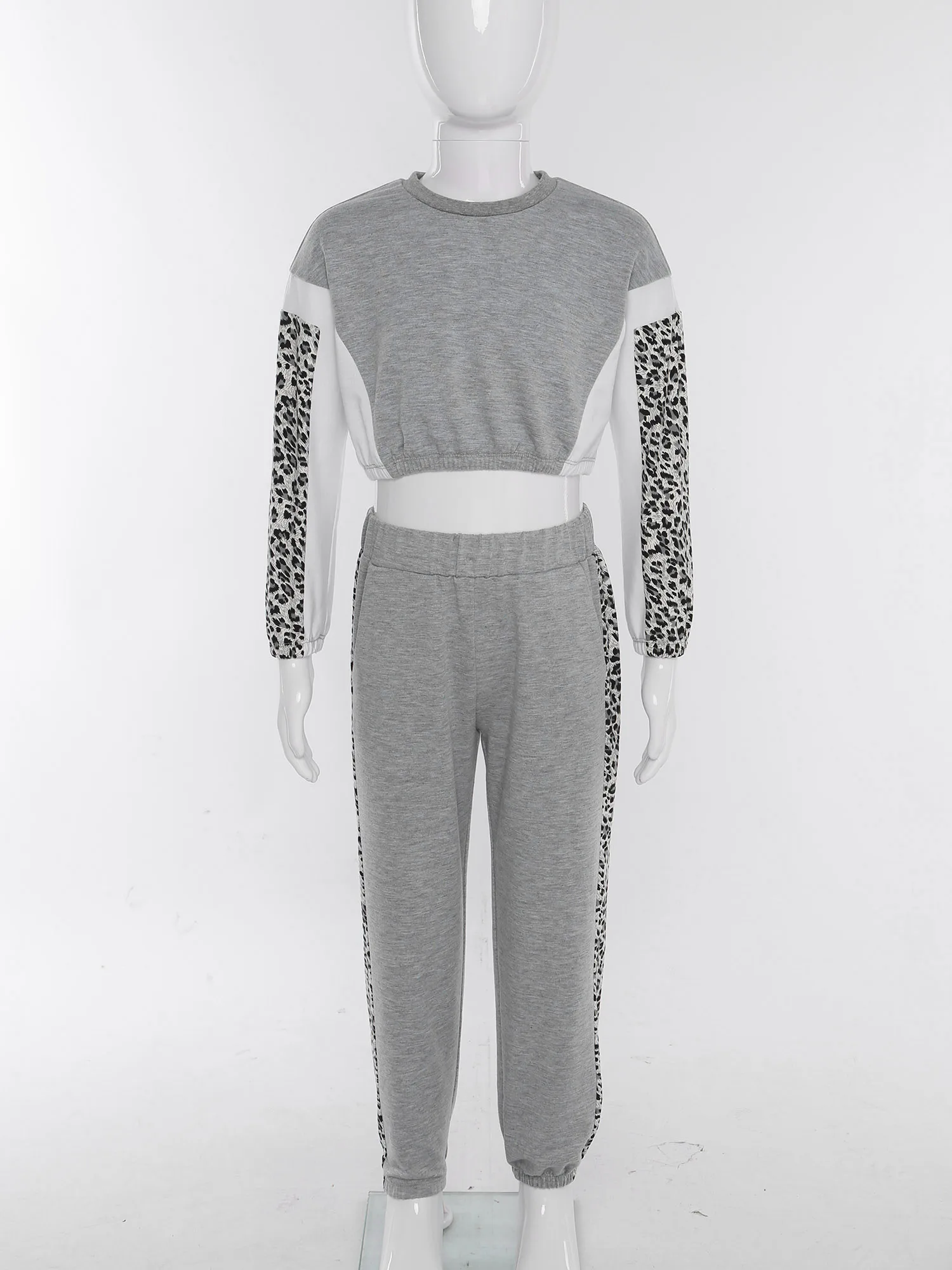 Спортивный костюм TiaoBug для девочек комплект из 2 предметов свитшот с круглым