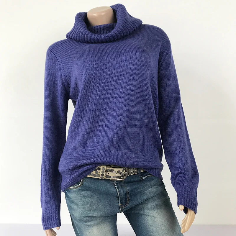 

Женский свитер с воротником-хомутом, однотонный пуловер с длинными рукавами и отложным воротником, весна-осень-зима 2021