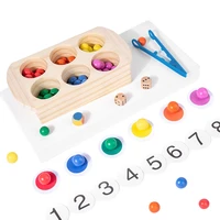 kids montessori rainbow clip beads toy wooden box counting sorting color matching game education sensory toy fine motor training