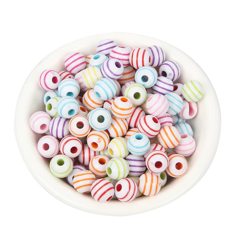 Бусины для изготовления ювелирных украшений круглые акриловые бусины в полоску