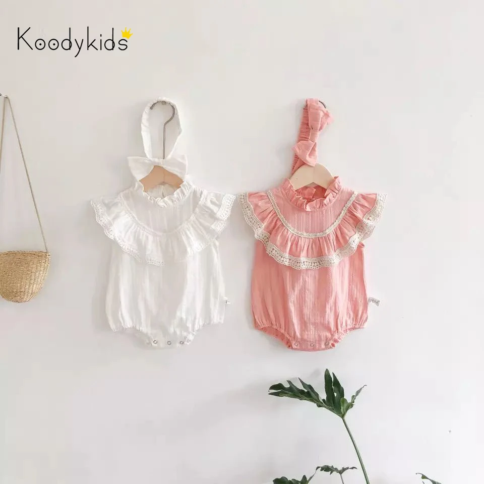 Koodykids/2020 летняя одежда для маленьких девочек Комбинезоны Цвет белый розовый