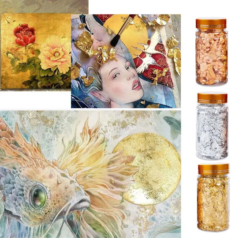 25pcs3 Цвета металлик Фольга хлопья блестки блестит под покраску искусства ногтей