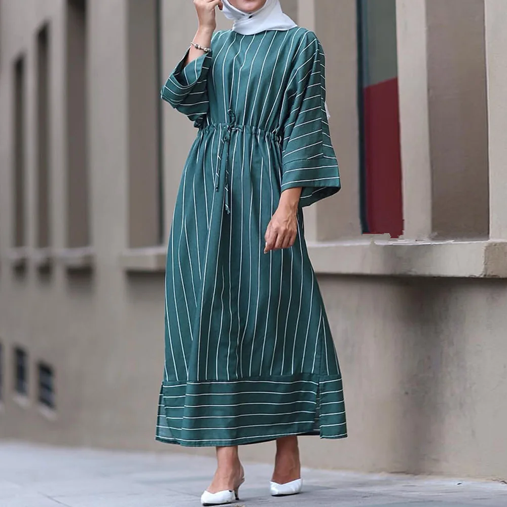 Женское платье-хиджаб Eid Mubarek, платье в мусульманском стиле с принтом абайя, Дубай, Турция