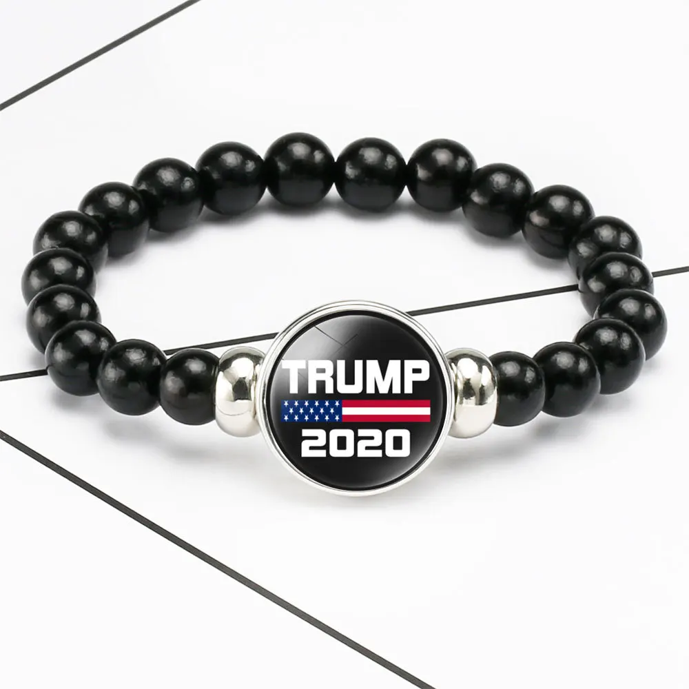 Vote Trump 19 Optional Black Bead Elastic Bracelets Must-have Weapons for Supporters Camp In The US Presidential Election 2020 | Украшения