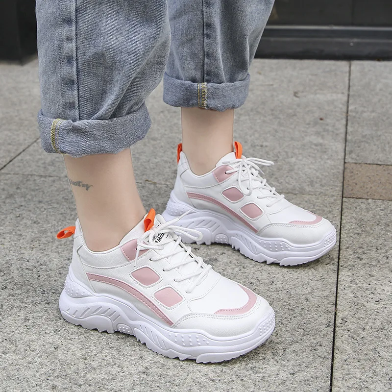 Кроссовки женские массивные Вулканизированная подошва повседневная обувь в
