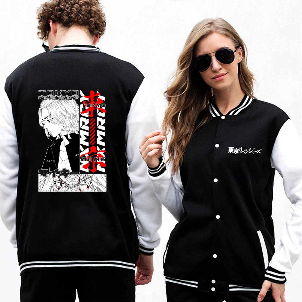 

Anime Mikey Tokyo Revengers Prints Men's Baseball Uniform Winter Big Size Coat Simple Fleece Sportswear Street Warm Jackets Man