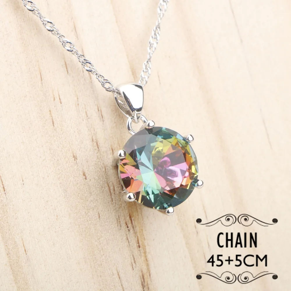 Набор свадебных украшений из серебра 925 пробы с радужным цирконием