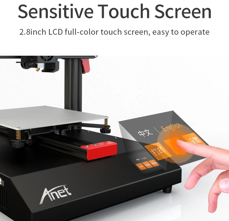 Anet 3D-принтер ET4 Высокоточный принтер, печатный набор Prusa I3 3d принтер с нитью накаливания 220*220*250 мм