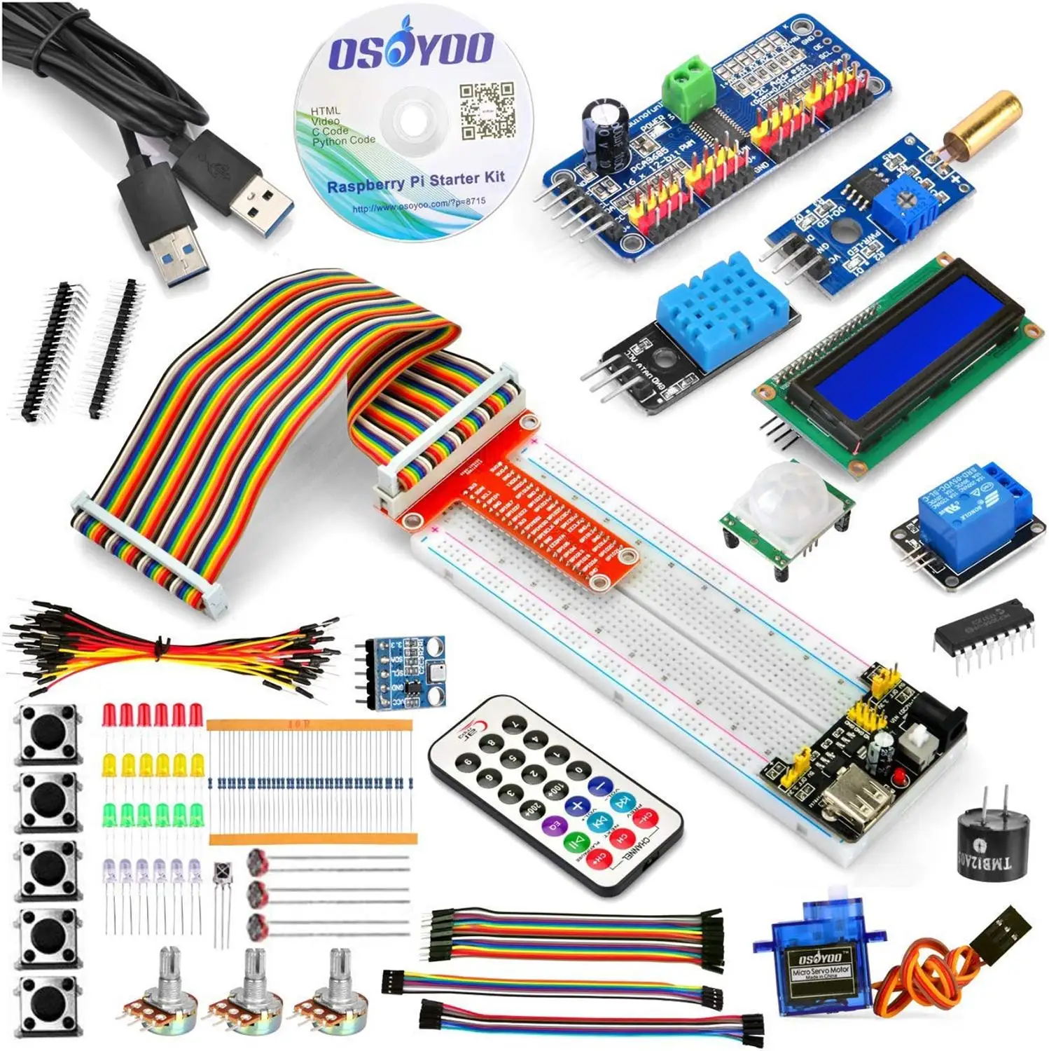 Raspberry Pi 3 Starter Kit DIY Электронный RPi обучающий комплект для начинающих дисплей pca9685 с кодом C/питона и видеоуроком