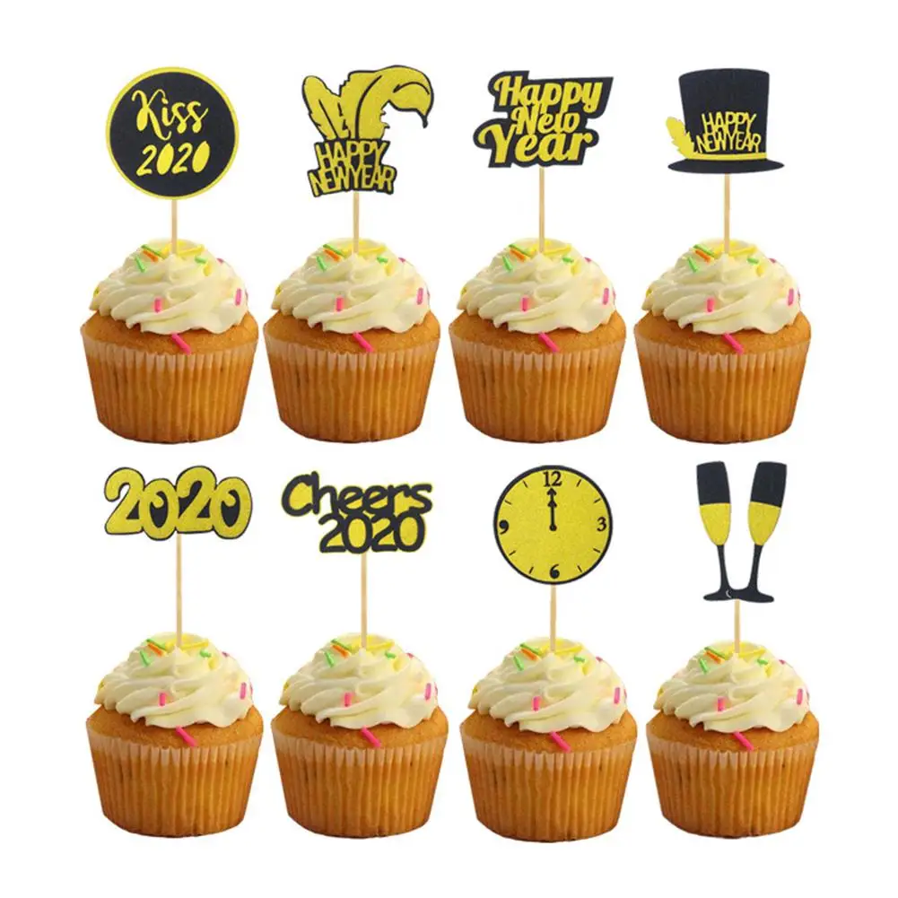 Новогодняя шапочка с перьями часы форма торт Топпер свадьба вечеринка украшение