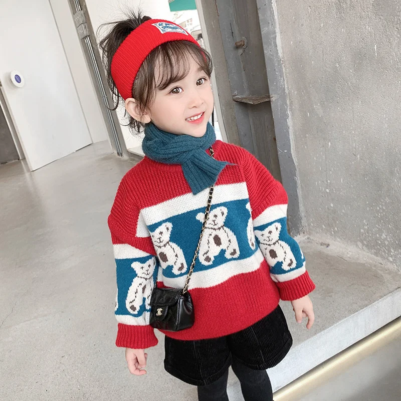 

Girls Sweater Wool Coat Thicken Velvet 2022 Princess Warm Winter Autumn Knitting Tops Jacket High Quality Children's Clothing
