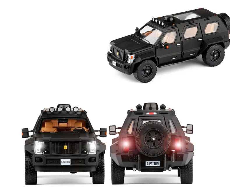 Новинка 1/32 г. PATTON SUV Грузовик литая модель автомобиля игрушка джип звуковое освещение оттяните назад для детей Подарки для детей