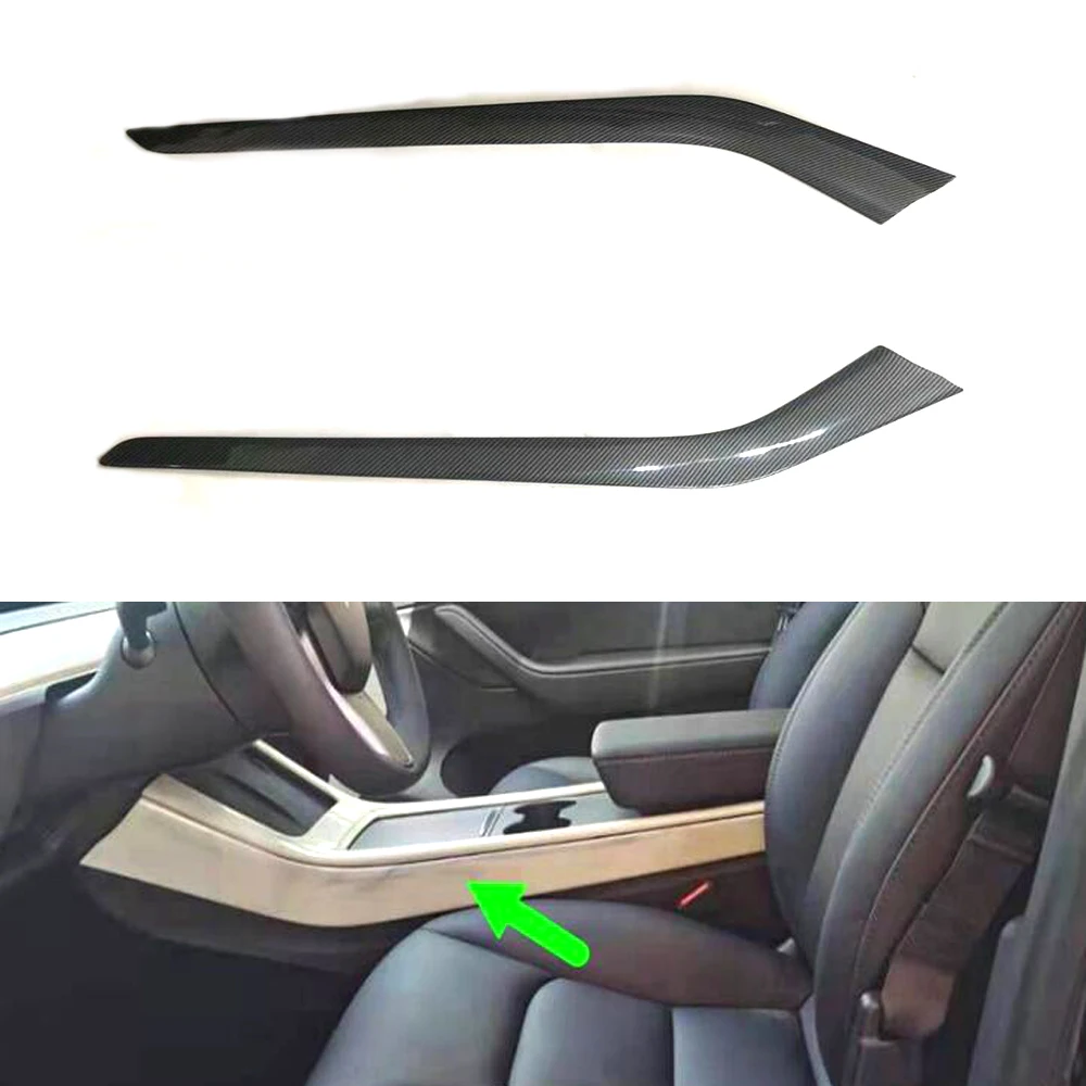 New Car Styling For Tesla Model Y 2021 Gear Shift Panel Side Decoration Strips Trim Interior Accessories 2pcs