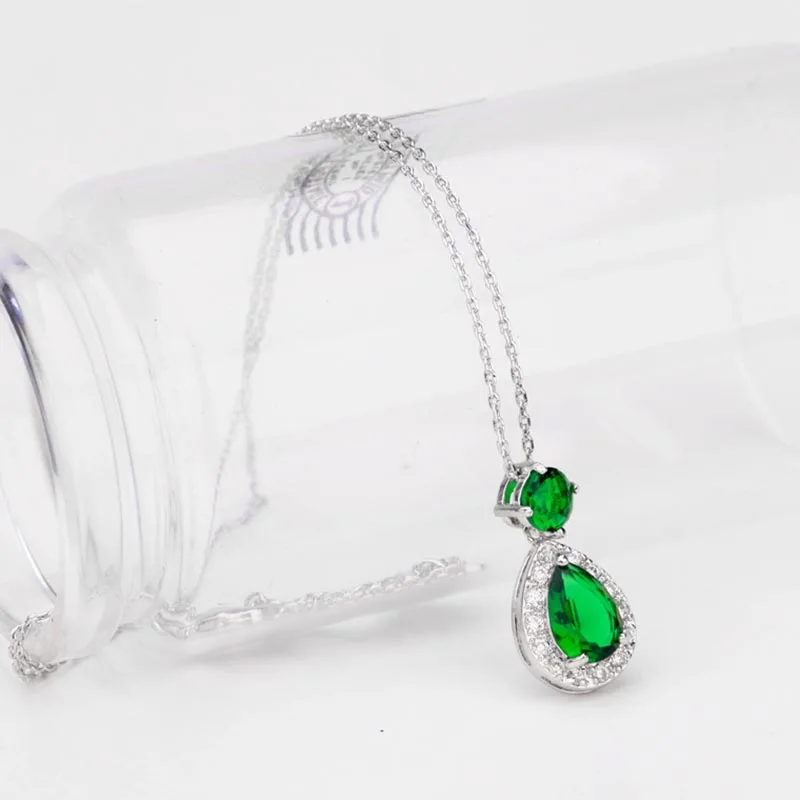 Женское ожерелье из серебра 925 пробы с драгоценными камнями в форме капли воды |