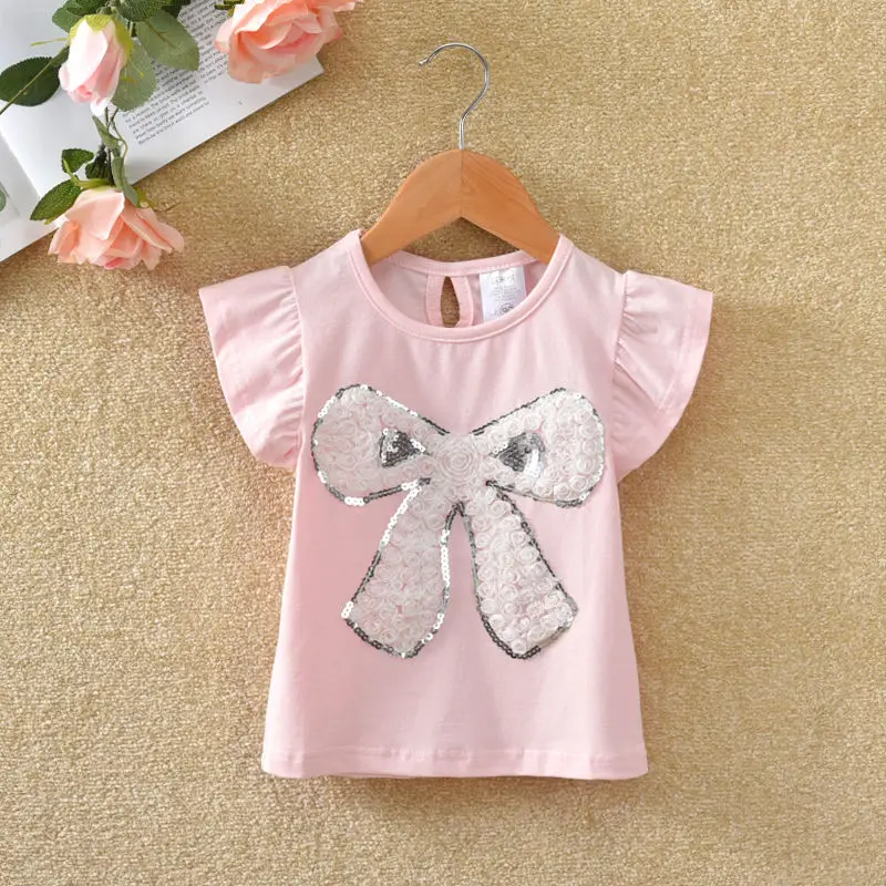 

Cotton children's clothing girls short-sleeved t-shirt children's summer clothes new baby clothes summer P1054